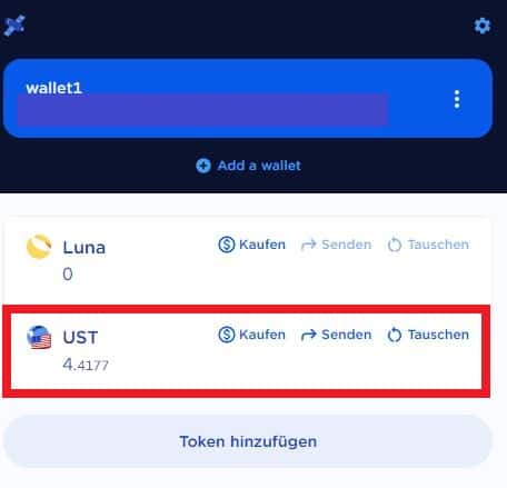 UST in Terra Station Wallet