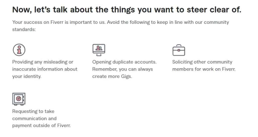 Don'ts auf Fiverr
