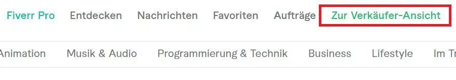 Verkäufer Ansicht Fiverr