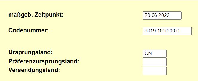Zolltarifnummer
