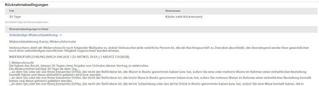 widerrufsbelehrung ebay