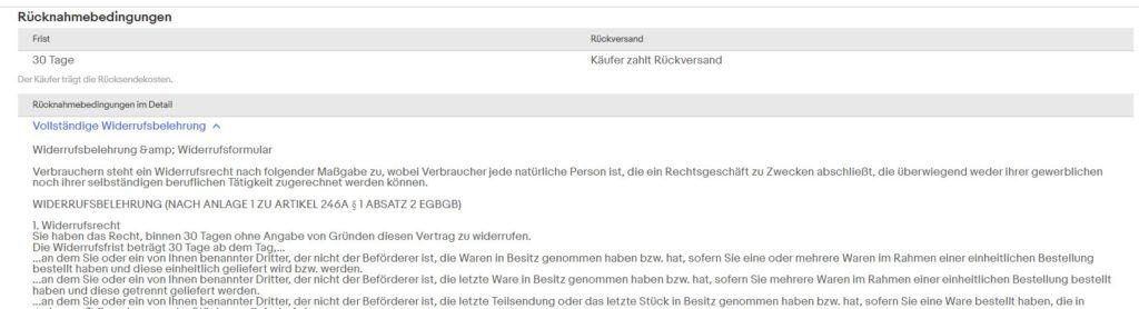 Rücknahmebedingungen ebay gewerblich verkaufen ebay
