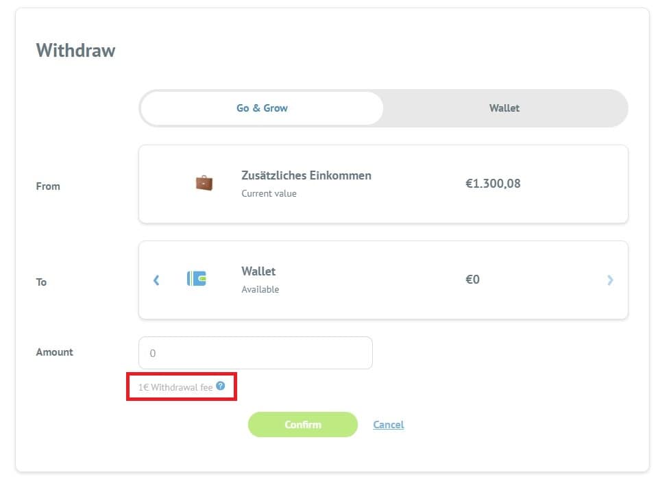 Withdraw money Bondora Go and Grow