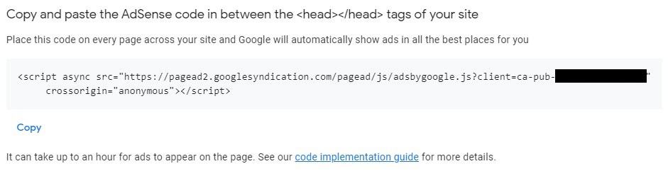 Link Google Adsense with website